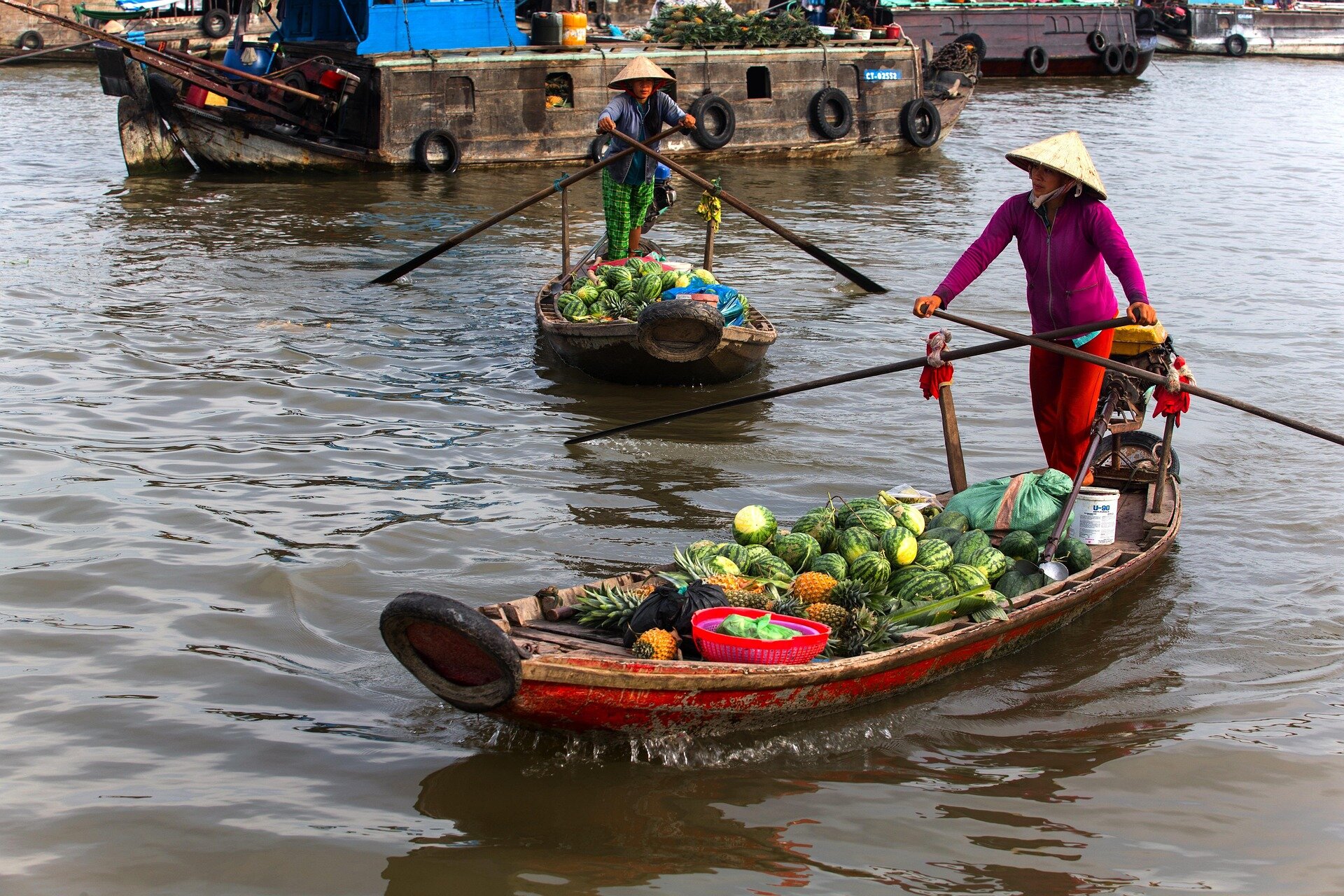 Floating Markets on Mekong River in Vinh Long
